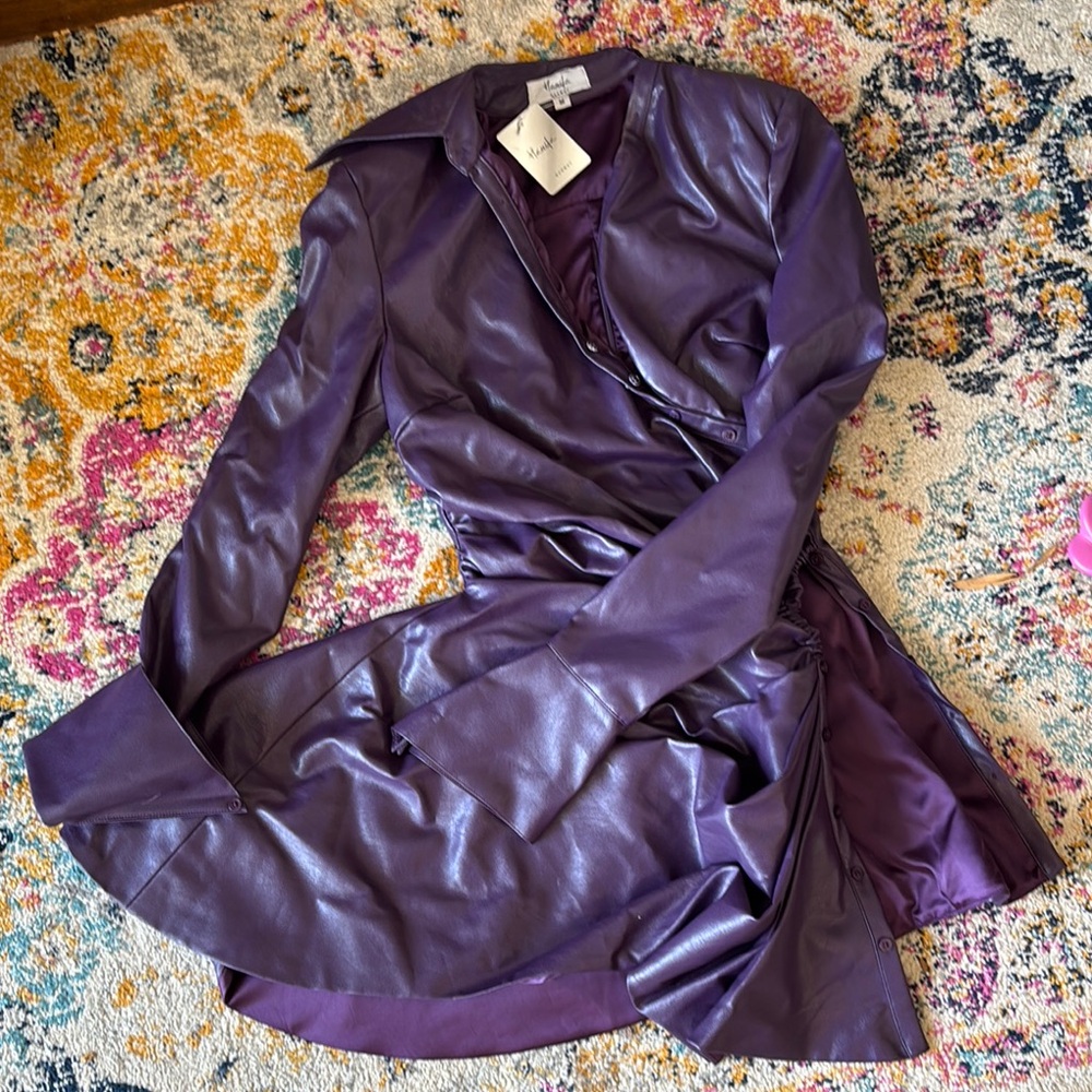 Hanifa Deep Purple Leather Jacket